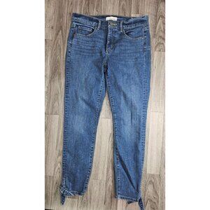Loft Womens Size 28 / 6 Tied Hem Modern Skinny Cropped Denim Blue‎ Jeans